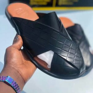 Black Woven Cross Slides